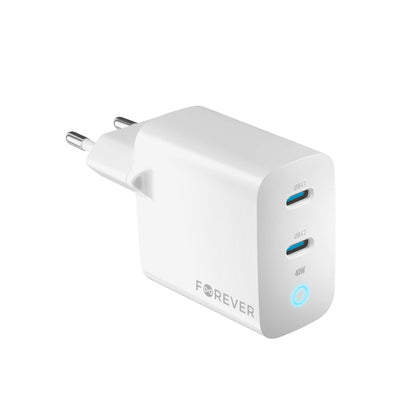 Forever Network Charger TC-06-40CC, 40 W, 3 A, 2 x USB-C, Weiß