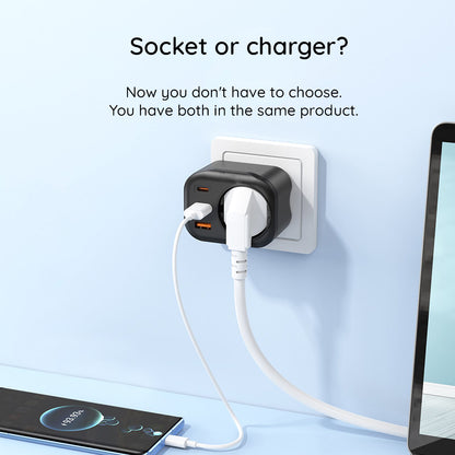 HAVIT UC142 Network Charger, 30W, 3A, 1 x USB-A - 2 x USB-C - 1 x Schuko, Black
