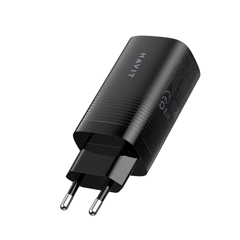 Netzladegerät HAVIT UC20, 65W, 3A, 1 x USB-A - 2 x USB-C, Schwarz