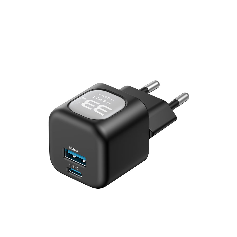 HAVIT UC230 Network Charger, 33W, 3A, 1 x USB-A - 1 x USB-C, Pink