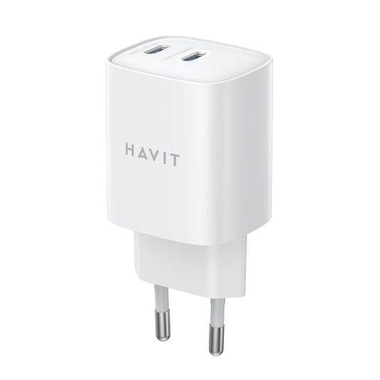 Netzladegerät HAVIT UC45W, 45W, 3A, 2 x USB-C, Weiß