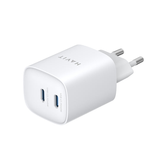 Netzladegerät HAVIT UC45W, 45W, 3A, 2 x USB-C, Weiß