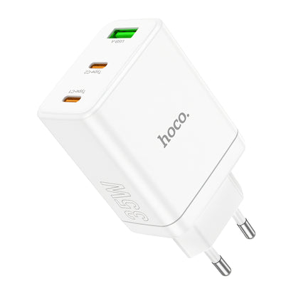 HOCO N33 Netzwerkladegerät, 35 W, 3 A, 1 x USB-A – 2 x USB-C, Weiß