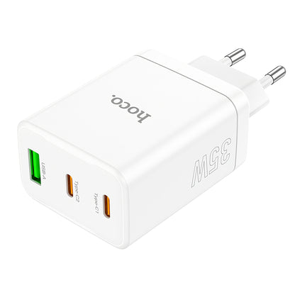 HOCO N33 Netzwerkladegerät, 35 W, 3 A, 1 x USB-A – 2 x USB-C, Weiß