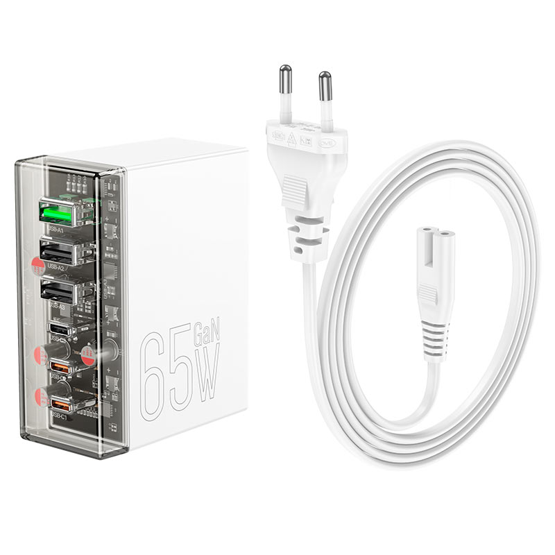 HOCO N36 Netzwerkladegerät, 65 W, 3 A, 3 x USB-A – 3 x USB-C, Weiß