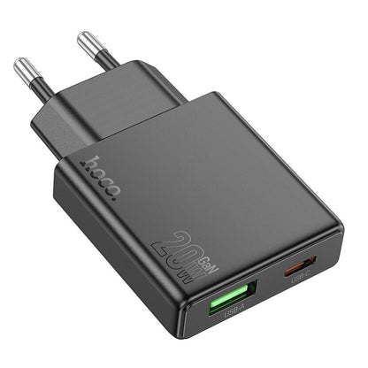 HOCO N38 Network Charger, 20W, 3A, 1 x USB-A - 1 x USB-C, Black