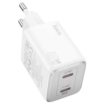 HOCO N42 Netzwerkladegerät, 45 W, 3 A, 2 x USB-C, Weiß