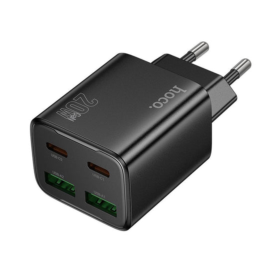 Netzladegerät HOCO N55, 20W, 3A, 2 x USB-A - 2 x USB-C, Schwarz