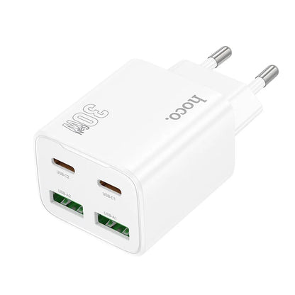 Netzladegerät HOCO N56, 30W, 3A, 2 x USB-A - 2 x USB-C, Weiß