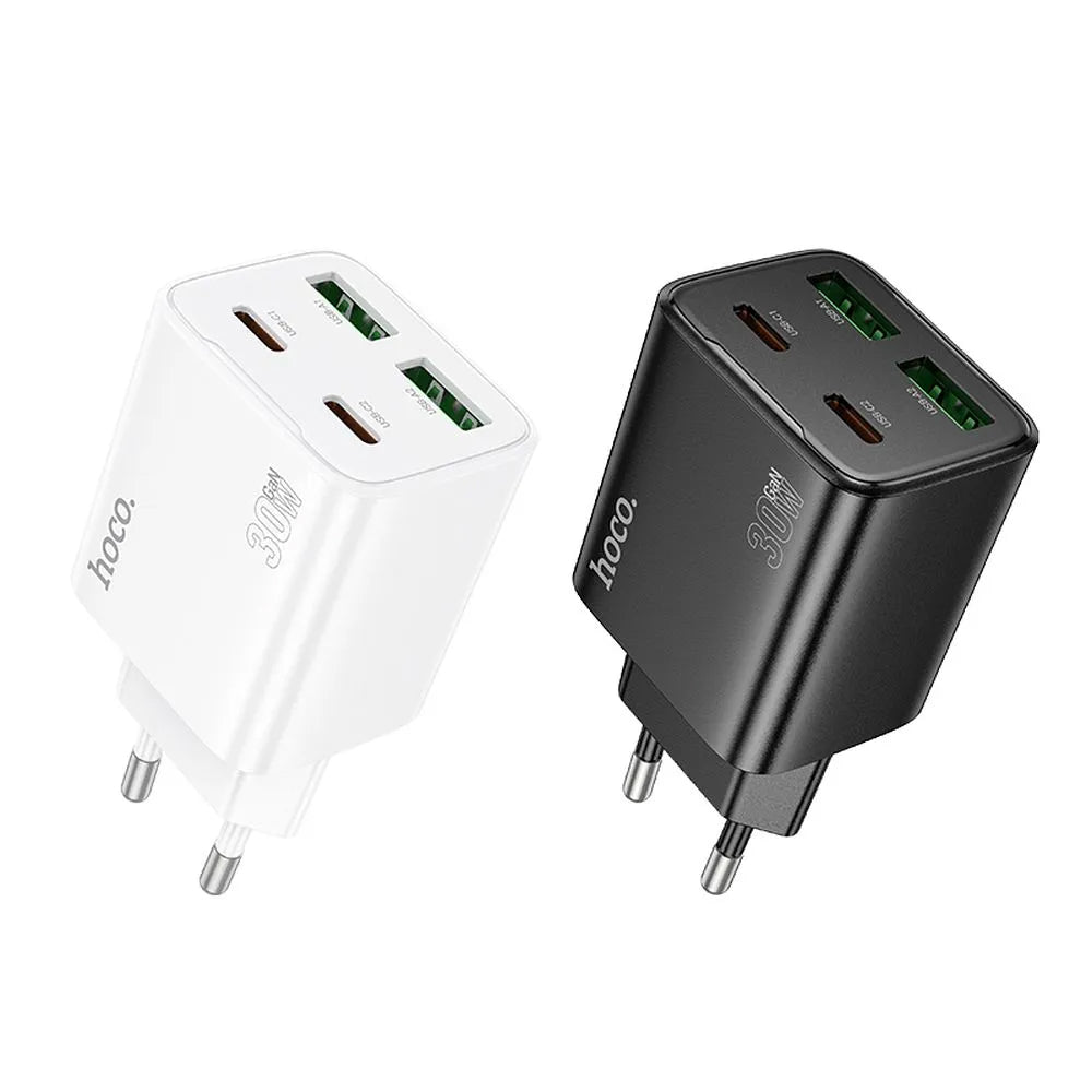 Netzladegerät HOCO N56, 30W, 3A, 2 x USB-A - 2 x USB-C, Weiß