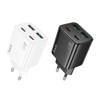Netzladegerät HOCO N56, 30W, 3A, 2 x USB-A - 2 x USB-C, Weiß