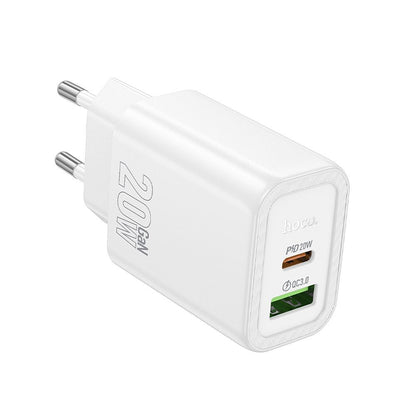 Netzladegerät HOCO N61, 20W, 3A, 1 x USB-A - 1 x USB-C, Weiß