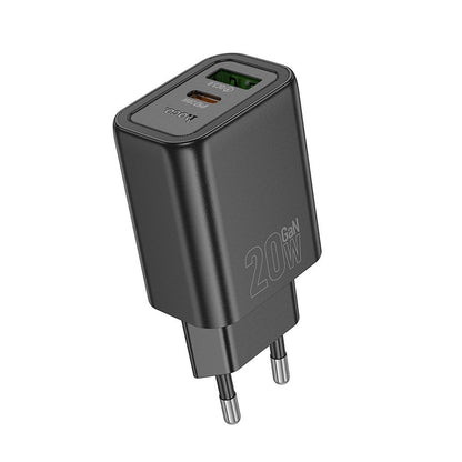 Netzladegerät HOCO N61, 20W, 3A, 1 x USB-A - 1 x USB-C, Schwarz