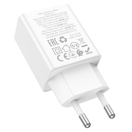 Netzladegerät HOCO N71, 30W, 3A, 1 x USB-A - 1 x USB-C, Weiß