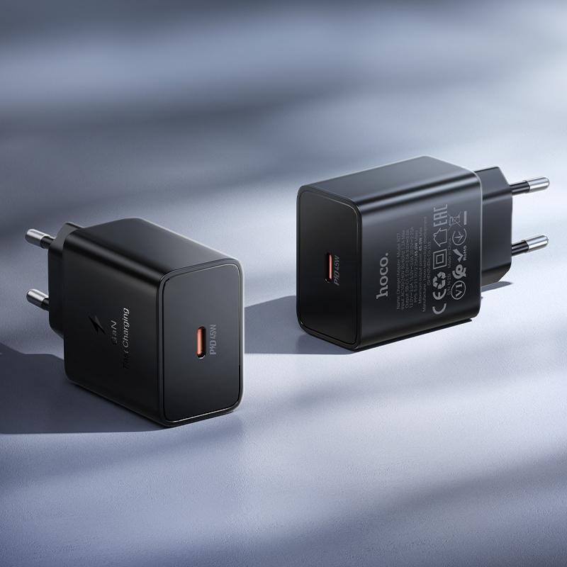 HOCO N77 Netzladegerät, 45W, 3A, 1 x USB-C, Schwarz