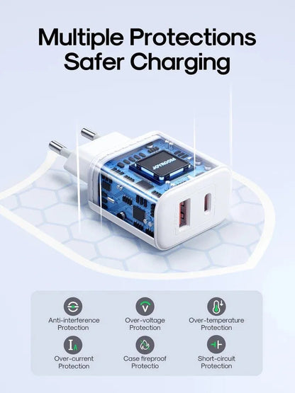 Netzladegerät Joyroom JR-TCF05, 20W, 3A, 1 x USB-A - 1 x USB-C, Weiß