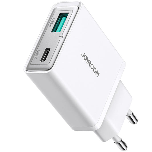 Joyroom Netzwerkladegerät JR-TCF14, 20 W, 3 A, 1 x USB-A – 1 x USB-C, Weiß