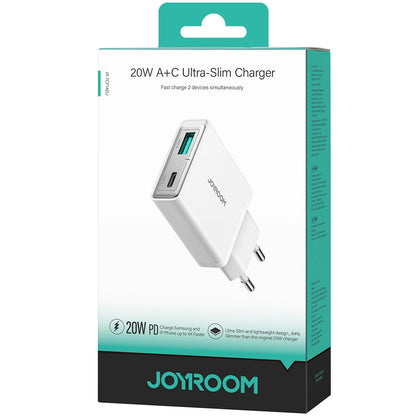 Joyroom JR-TCF14 Power Adapter, 20W, 3A, 1 x USB-A - 1 x USB-C, White