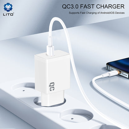 Netzladegerät Lito LC08, 18W, 3A, 1 x USB-A, Weiß