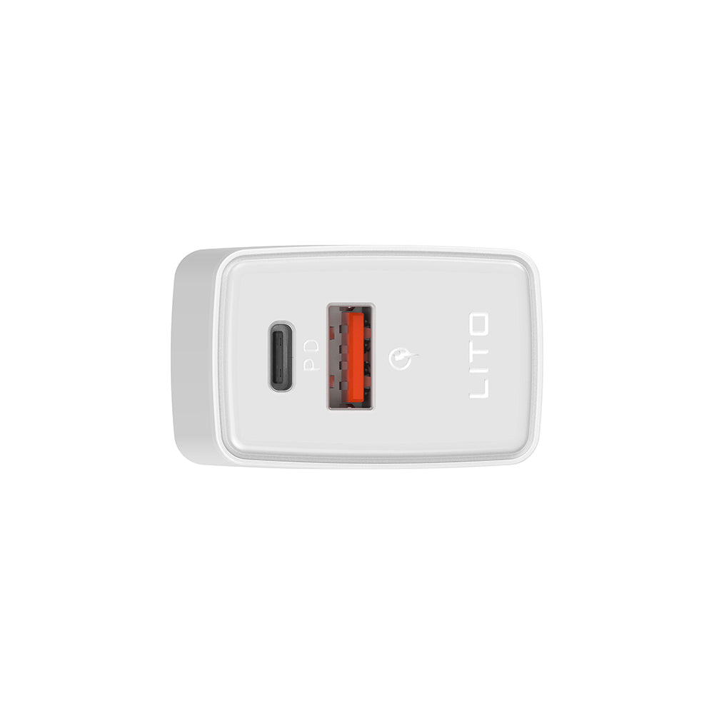 Netzladegerät Lito LC09, 20W, 3A, 1 x USB-A - 1 x USB-C, Weiß