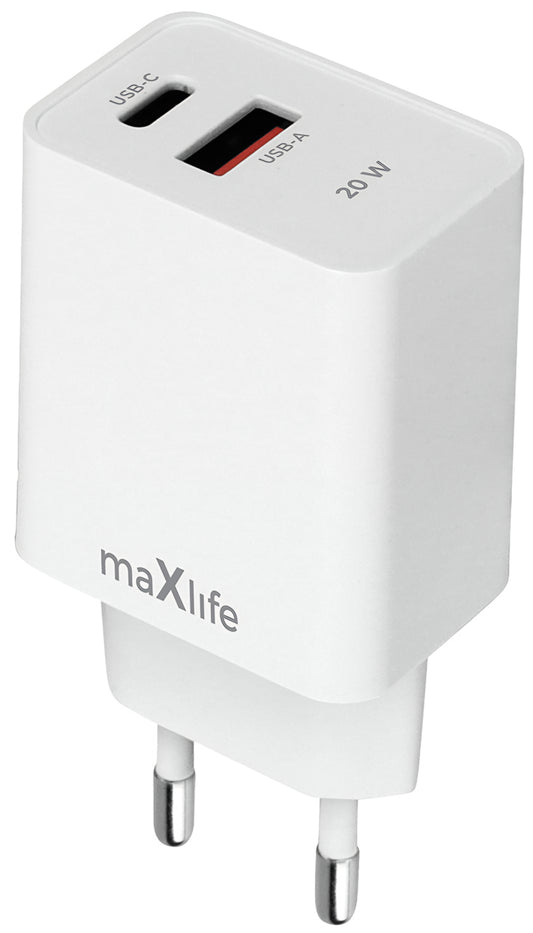 Netzladegerät MaXlife MXTC-13-20AC, 20W, 3A, 1 x USB-A - 1 x USB-C, Weiß