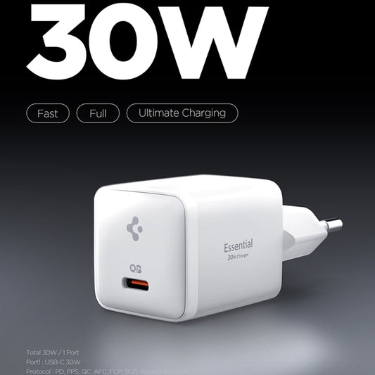 Netzladegerät Spigen EE301EU Essential, 30W, 3A, 1 x USB-C, Weiß ACH09492