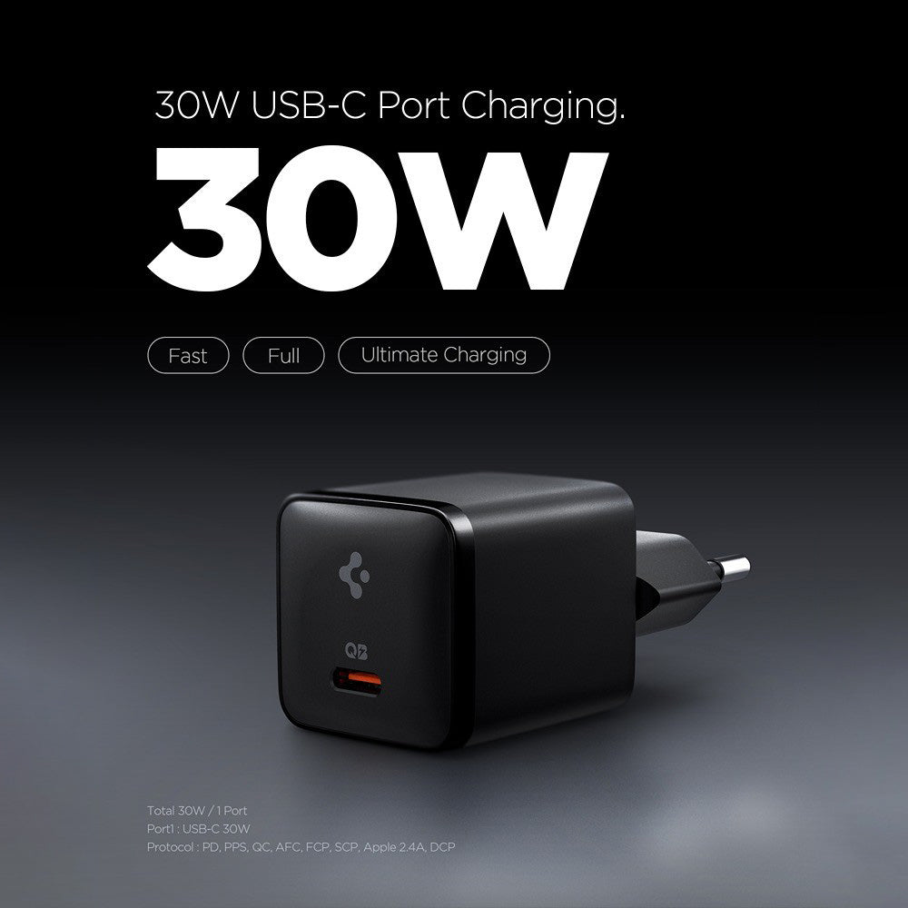 Spigen Netzladegerät EE301EU Essential, 30W, 3A, 1 x USB-C, Schwarz ACH09493