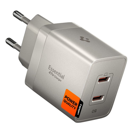 Spigen Netzladegerät EE472EU Essential, 47W, 3A, 2 x USB-C, Titan Grau ACH10451