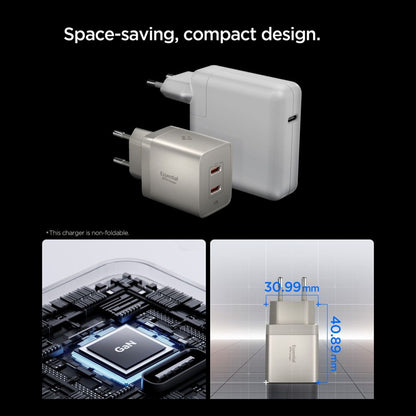 Spigen Netzladegerät EE472EU Essential, 47W, 3A, 2 x USB-C, Titan Grau ACH10451