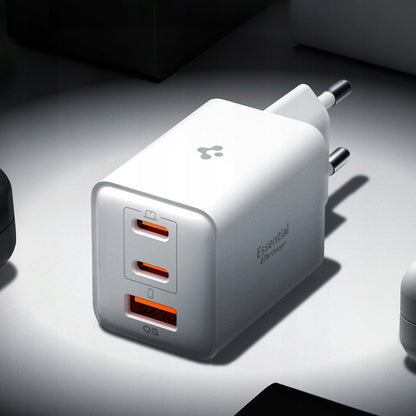 Spigen EE473EU Essential Netzladegerät, 47W, 3A, 1 x USB-A - 2 x USB-C, Weiß ACH09464
