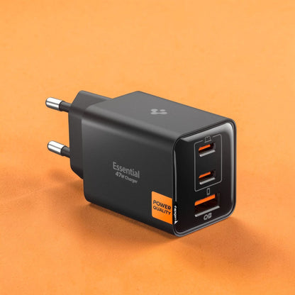 Spigen EE473EU Essential Netzladegerät, 47W, 3A, 1 x USB-A - 2 x USB-C, Schwarz ACH09465