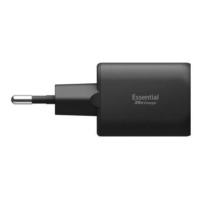 Spigen Essential Netzladegerät, 35W, 3A, 1 x USB-A - 1 x USB-C, Schwarz