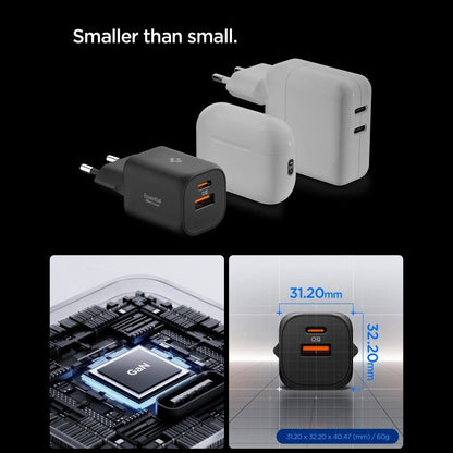 Spigen Essential Netzladegerät, 35W, 3A, 1 x USB-A - 1 x USB-C, Schwarz