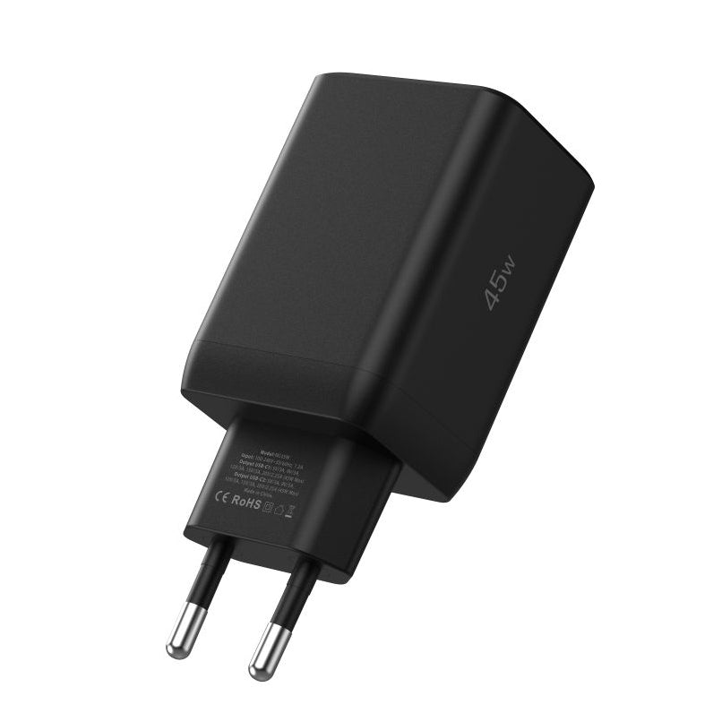 Netzwerkladegerät Tech-Protect NC45W, 45 W, 3 A, 2 x USB-C, Schwarz