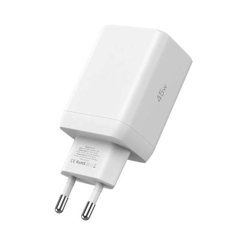 Netzwerkladegerät Tech-Protect NC45W, 45 W, 3 A, 2 x USB-C, Weiß