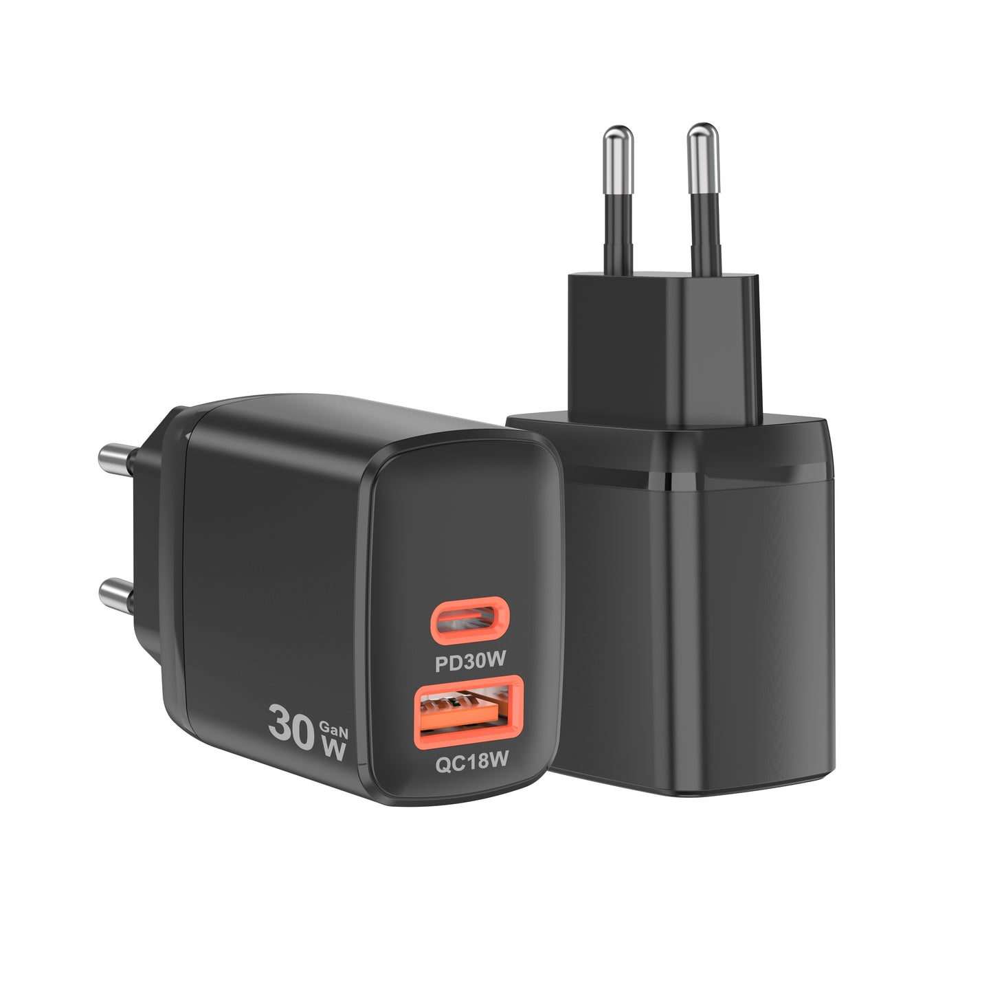 Netzladegerät Techsuit CH1 Duonix, 30W, 3A, 1 x USB-A - 1 x USB-C, Schwarz
