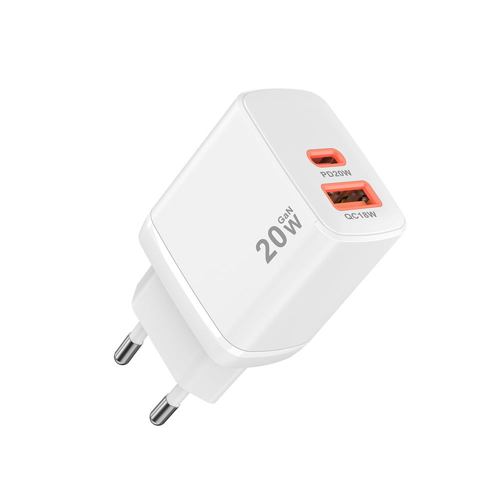Techsuit CH2 Duonix Netzladegerät, 20W, 3A, 1 x USB-A - 1 x USB-C, Weiß
