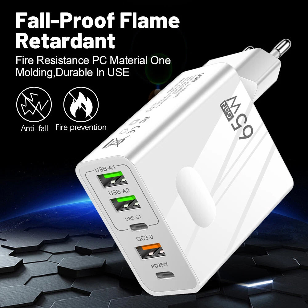 Netzladegerät Techsuit CHC1 PentaXPower, 25W, 3A, 3 x USB-A - 2 x USB-C, Weiß