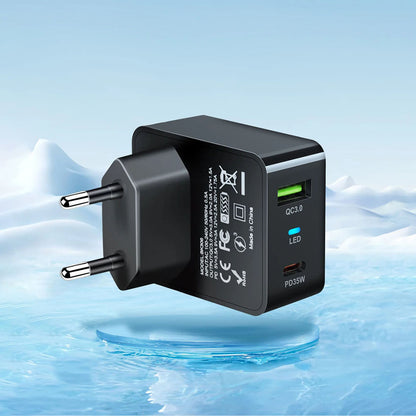 Netzladegerät Techsuit CHPD173 Tiny, 35W, 3A, 1 x USB-A - 1 x USB-C, Schwarz