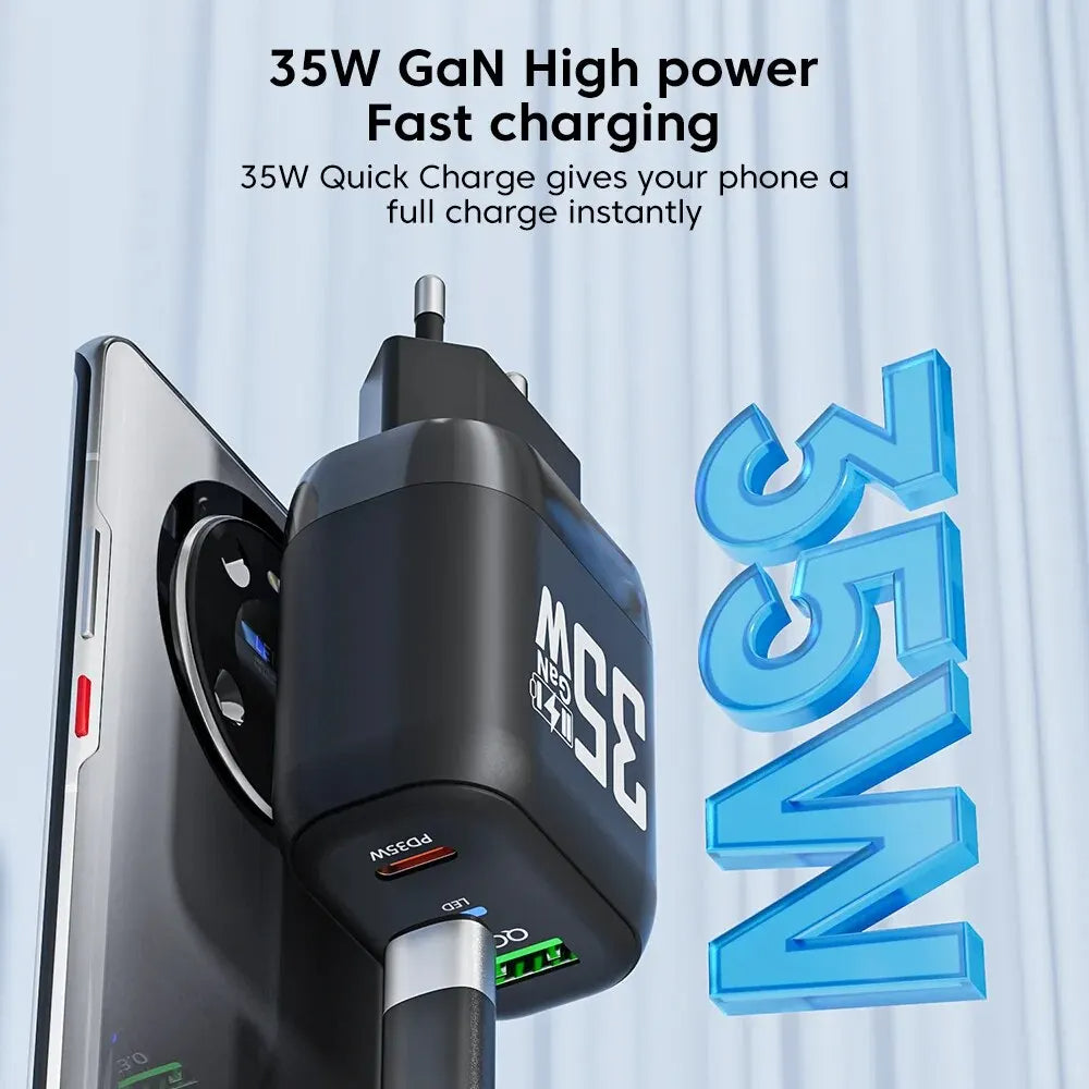 Netzladegerät Techsuit CHPD174, 35W, 3A, 1 x USB-A - 1 x USB-C, Schwarz