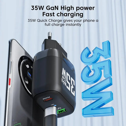 Netzladegerät Techsuit CHPD174, 35W, 3A, 1 x USB-A - 1 x USB-C, Schwarz