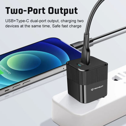 Netzladegerät Techsuit CHPD216 Tiny, 25W, 3A, 1 x USB-A - 1 x USB-C, Weiß
