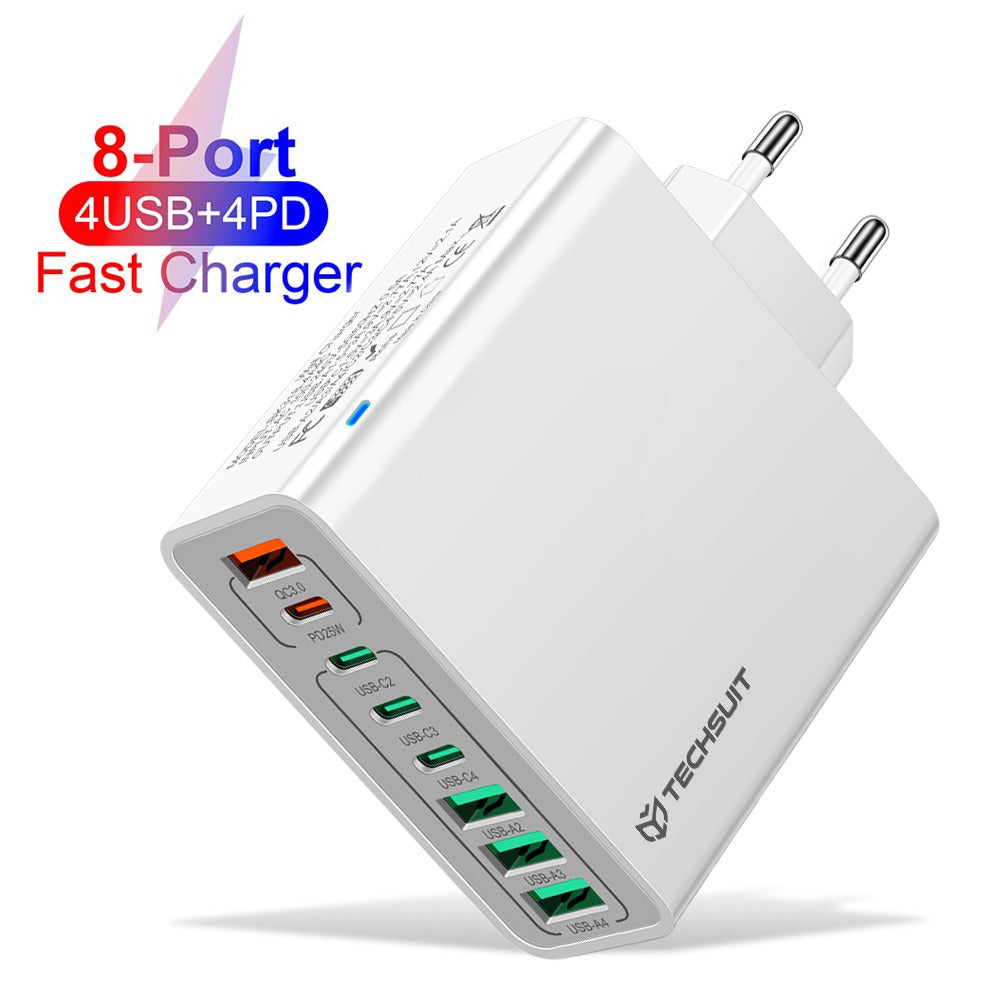 Netzladegerät Techsuit CHPD224, 65W, 3.25A, 4 x USB-A - 4 x USB-C, Weiß
