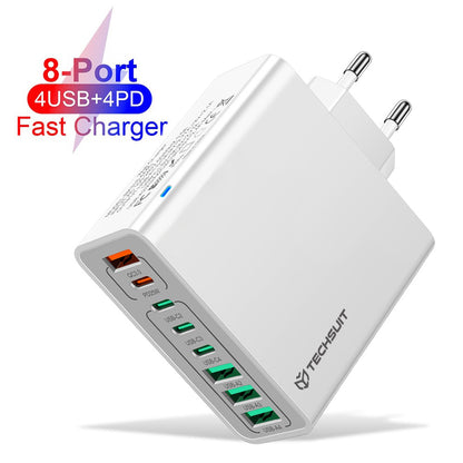 Netzladegerät Techsuit CHPD224, 65W, 3.25A, 4 x USB-A - 4 x USB-C, Weiß