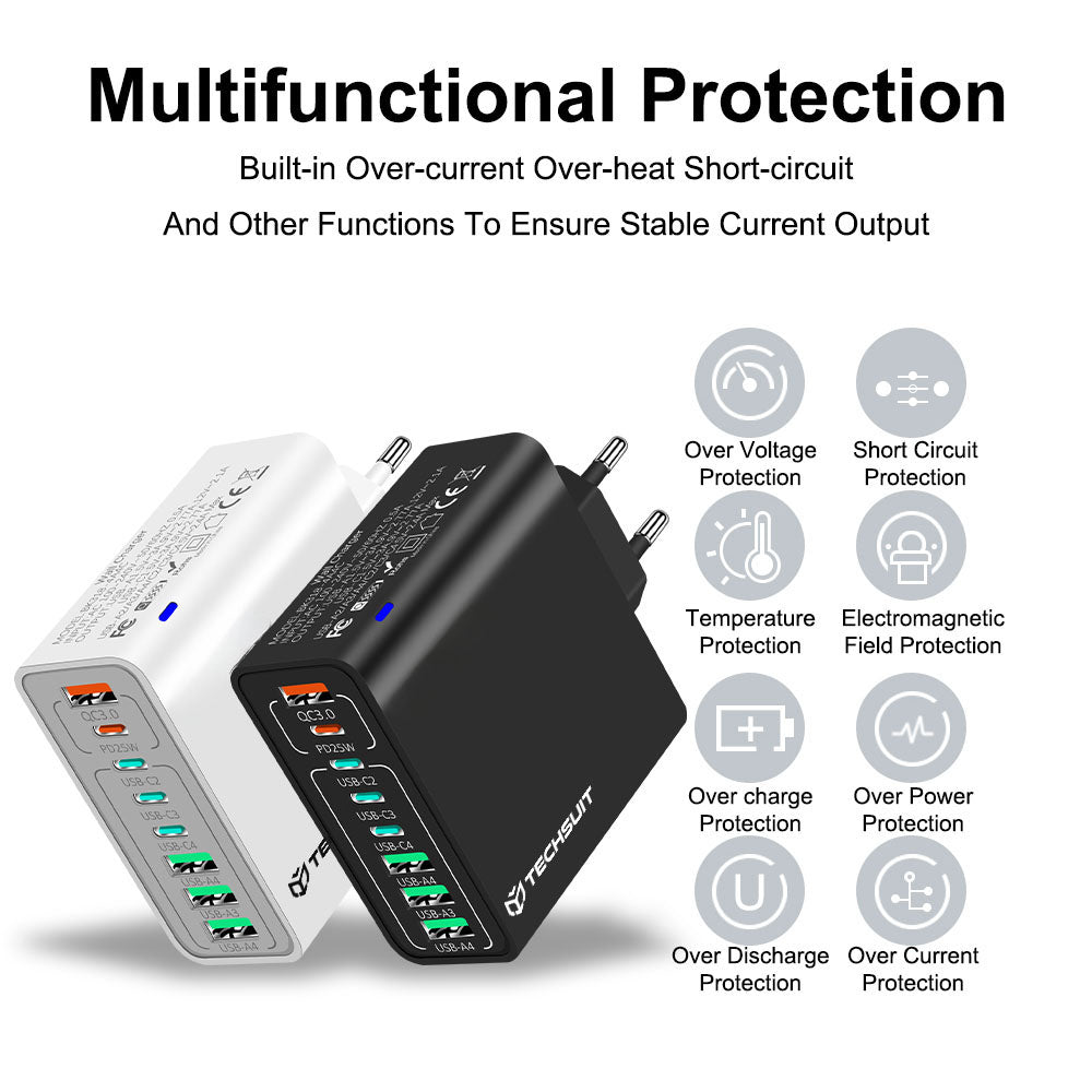 Netzladegerät Techsuit CHPD224, 65W, 3.25A, 4 x USB-A - 4 x USB-C, Weiß