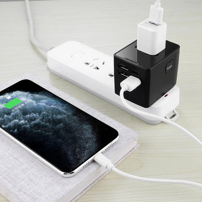 Techsuit HHT520 Travel Network Charger, 15W, 3A, 3 x USB-A - 1 x USB-C, Black