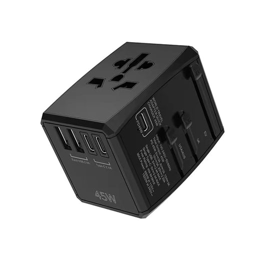 Netzladegerät Techsuit HHT905 Travel, 45W, 3A, 2 x USB-A - 2 x USB-C, Schwarz