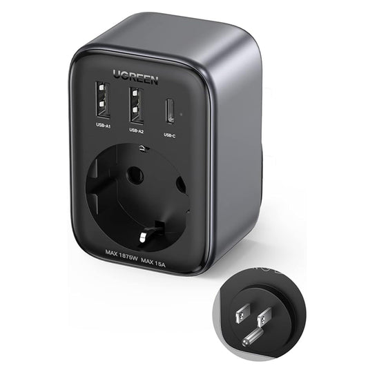 UGREEN Netzladegerät 15289 US, 30W, 3A, 2 x USB-A - 1 x USB-C - 1 x Schuko, Schwarz