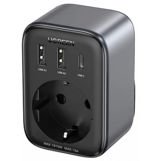 UGREEN Netzladegerät 15289 US, 30W, 3A, 2 x USB-A - 1 x USB-C - 1 x Schuko, Schwarz