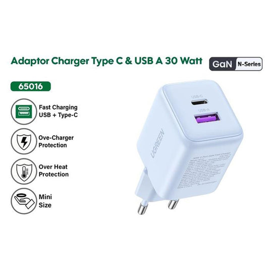 UGREEN X516 Netzladegerät, 30W, 3A, 1 x USB-A - 1 x USB-C, Weiß